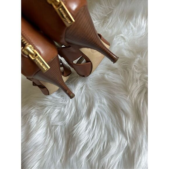 Michael kors brown leather strapped heels size 8.5 - Picture 3 of 9